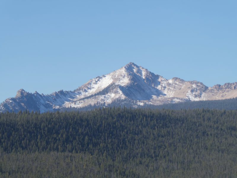 Early season snow cover on Imogene Peak in the Sawtooths.