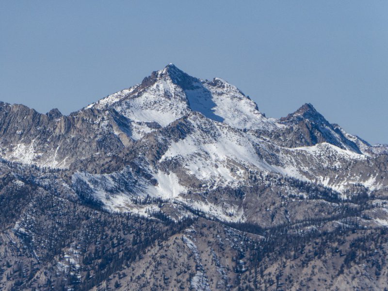 East and northeast aspects of the Sawtooth Mountains including Cabin Peak and Snowyside Peak.