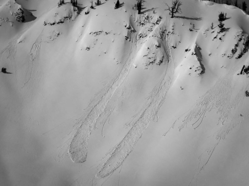 Small wet loose avalanches in the White Clouds. 