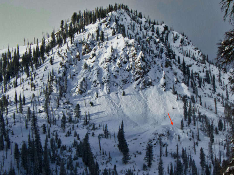 Small avalanches in the Langer Creek area in the Banner Summit zone. These failed on very weak faceted snow that formed during the prolonged dry spell. 8000', NE