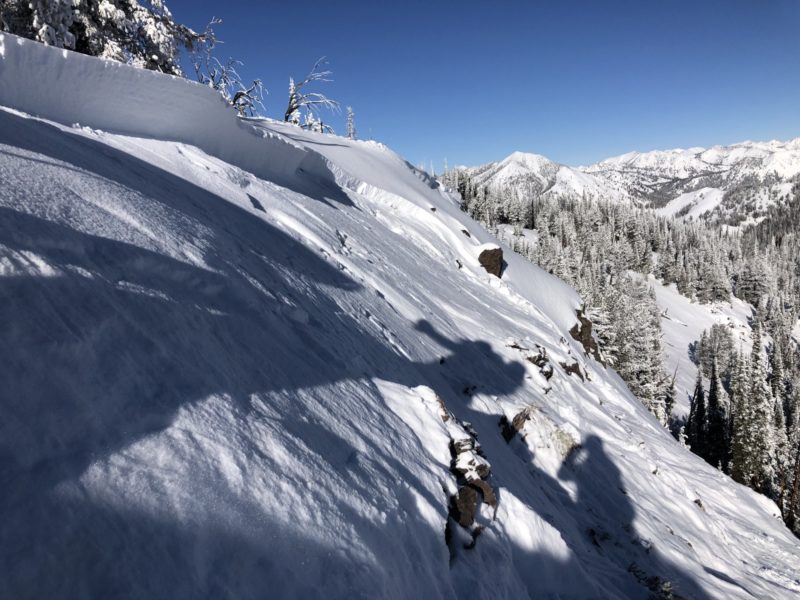 Avalanche triggered remotely on Avalanche Peak, Galena Summit area. The avalanche broke 1.5-2 feet deep and 60 feet wide. 9300', NE