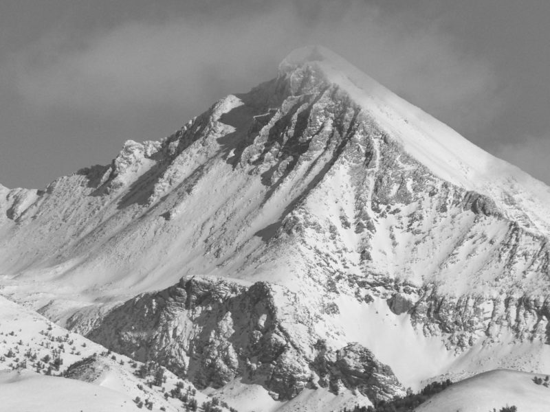 General snow cover photos of the Pioneers. Hyndman Peak.