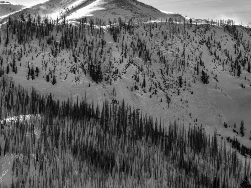 Persistent slab avalanches on a NW-facing slope at 8,900' along the east arm of Baker Peak. 