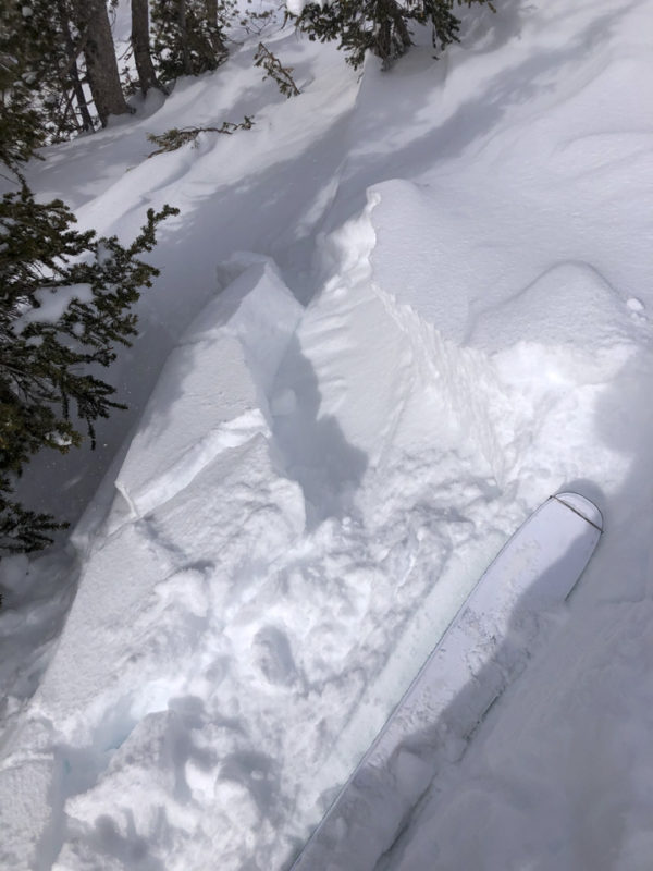 Small, sensitive pillows and cornices were observed along the west arm of Galena Peak. 
