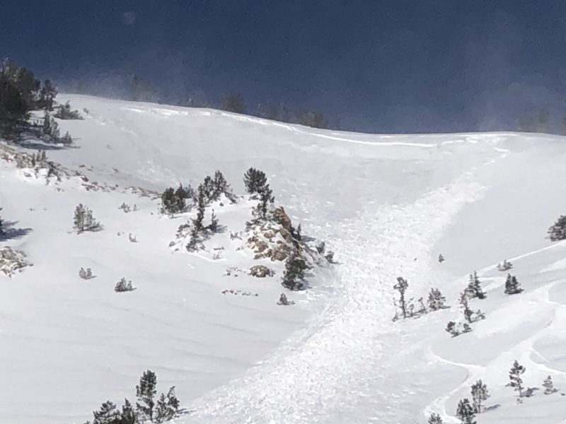 Ski guides remotely-triggered this wind slab avalanche yesterday on Peak 2 while doing mitigation work. It broke 1.5' deep. Photo courtesy Soldier Mountain Cat Ski.