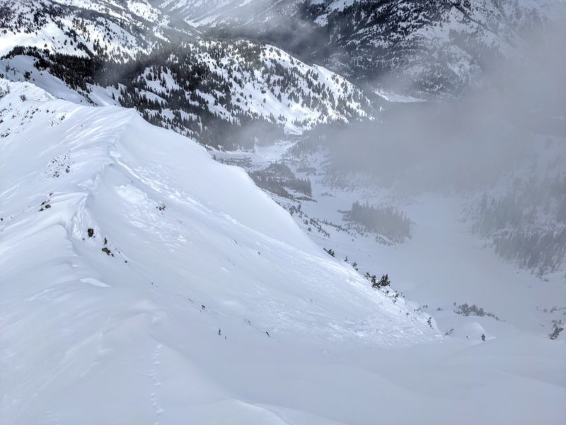 Small natural wind slab that appears to have released at the tail end of the late October storm. Crown is an estimated 50-80' wide and around 1' thick. Avalanche occurred on E-facing slope at 10,200'.