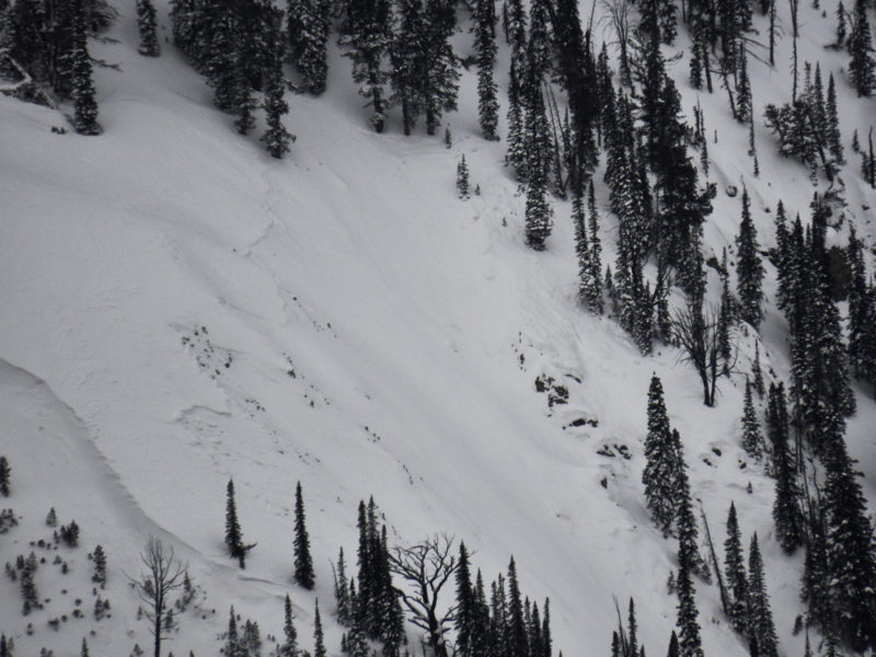 Persistent slab avalanche in a wind loaded location, observed in the Baker Creek drainage on a north aspect at 9,000'.