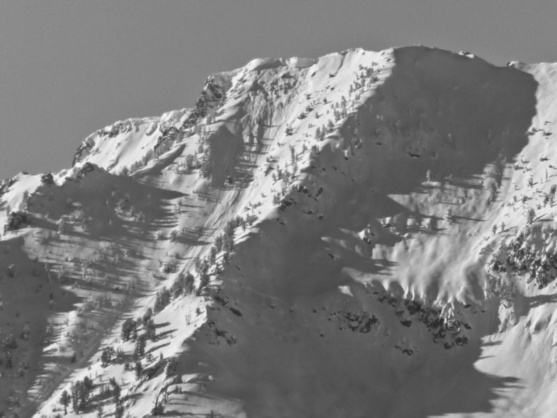 This appears to be a large cornice failure on Parks Peak in the southern Sawtooths. Likely occurred on 12/31.