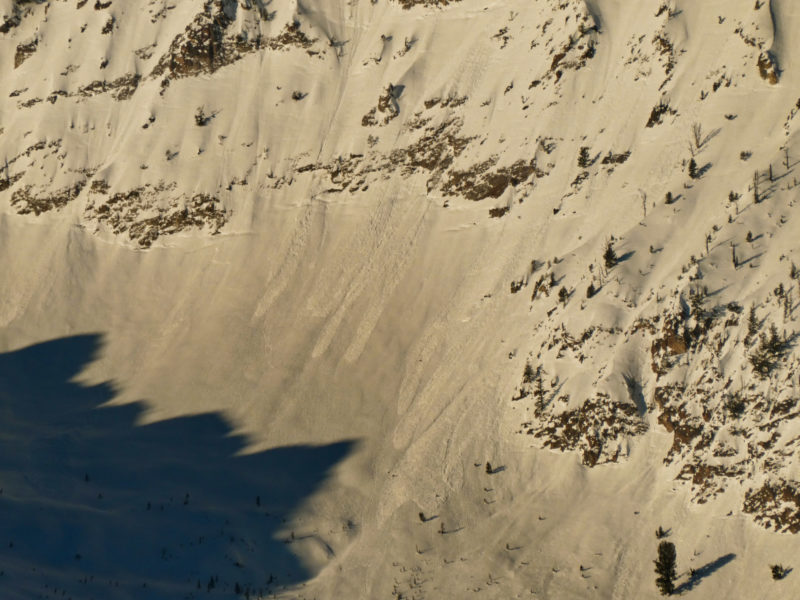Small, wet loose avalanches in the northern Sawtooths that likely occurred Jan 12th or 13th.