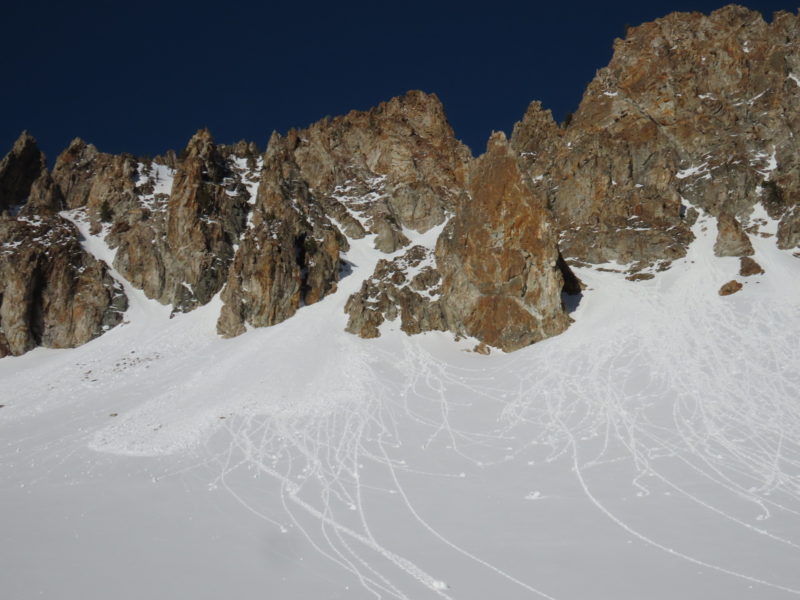 Small natural wet loose avalanche that ran in the Sawtooths on Saturday, January 22nd.
