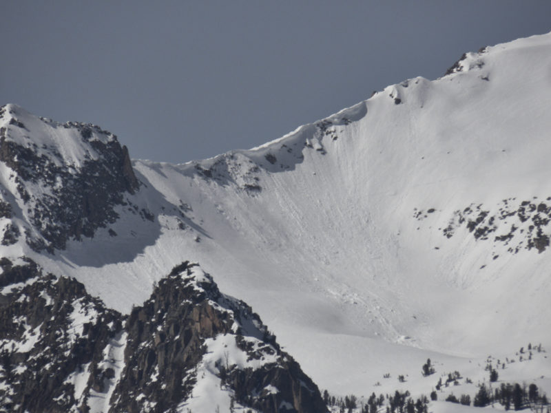 Large cornice collapse in the Sawtooth Mountains. 
