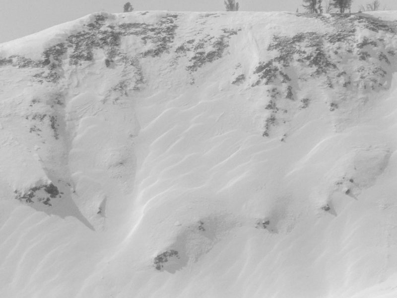 Drifting of new snow formed these dunes in an alpine cirque in the W. Smokys. 