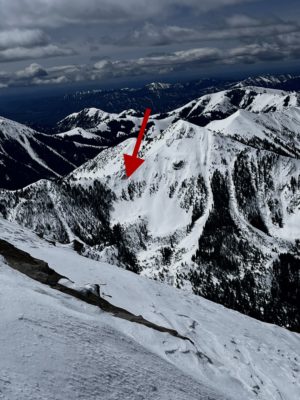 Natural slab avalanche observed on Paymaster Peak in the Hyndman Ck drainage in the Pioneer Mtns. 