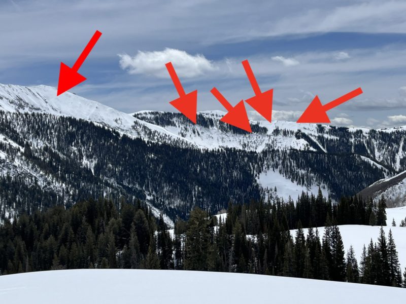 Several slab avalanches observed in Little Basin - Hyndman Ck in the Pioneer Mtns. 