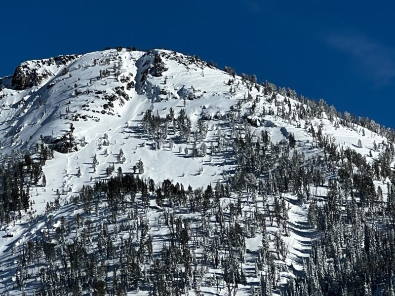 Large natural avalanche on Gladiator Peak that ran Dec 1 or 2. NW, 9600'.