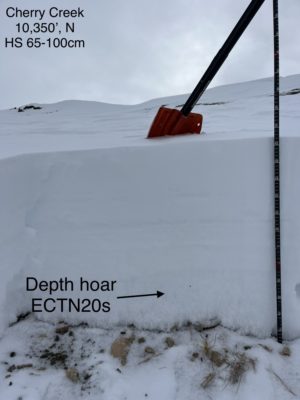 Depth hoar found on a north-facing slope in the Boulder Mountains.