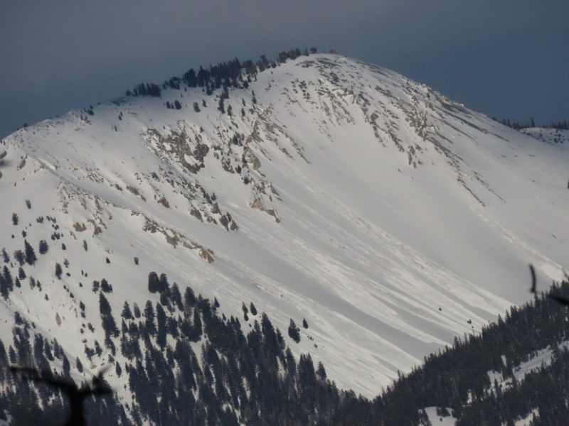 Set of what appear to be wet loose avalanches, but can't be certain from this angle.