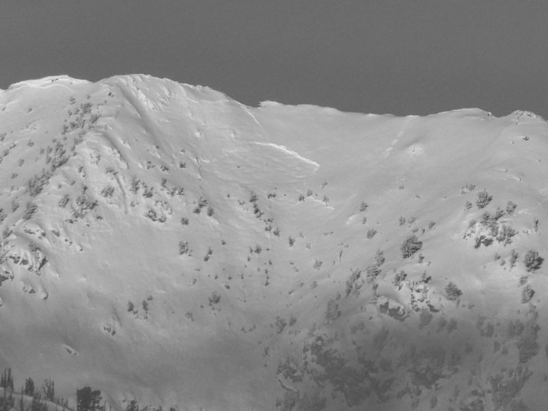 This very large avalanche released on an E facing slope of Parks Pk in the Sawtooths. The slide appears to have started as a simple wind slab before stepping down in places to break into more deeply buried weak layers. It ran approximately 1,500 vertical feet.  