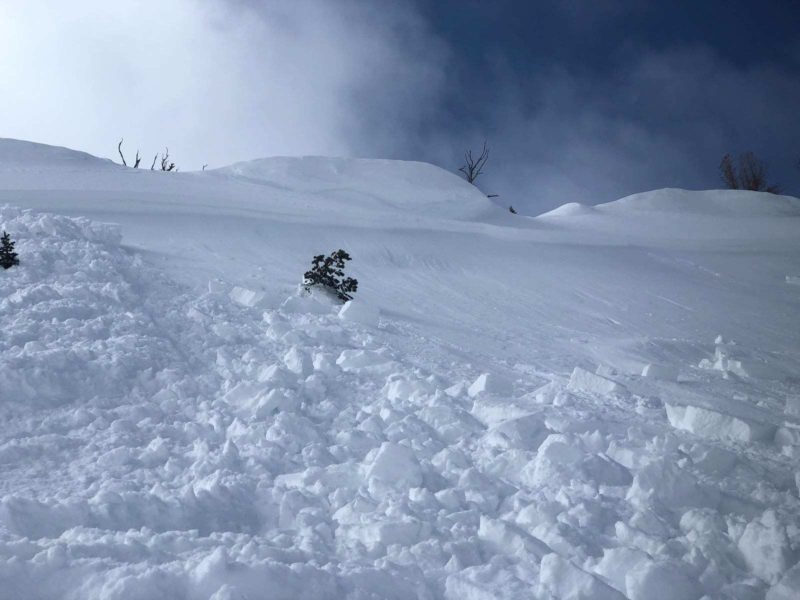A snowmobiler was caught and carried in this small wind slab avalanche in the Alturas Lake Ck Drainage. They were not buried or injured. The slide released on a N-facing slope at about 9,100'. 