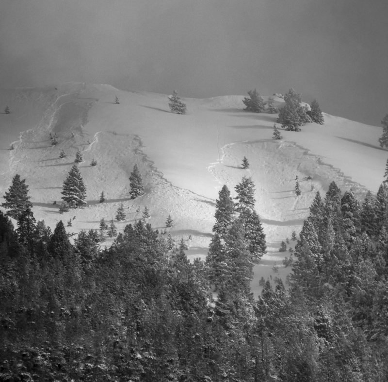 This large avalanche released above the E Fork of the Big Wood on a NW aspect at 8,600'. The avalanche ran about 1,800 vertical feet, stopping 2/3 of the way down the track. The slab initiated in wind-loaded terrain and appears to have failed on weak snow buried by snowfall since Sunday (2/26).

A similar but smaller pocket released in a neighboring gully to the lookers left. This slide was obscured by new snow and likely released during intense snowfall overnight on the 28th or early on the 1st. 