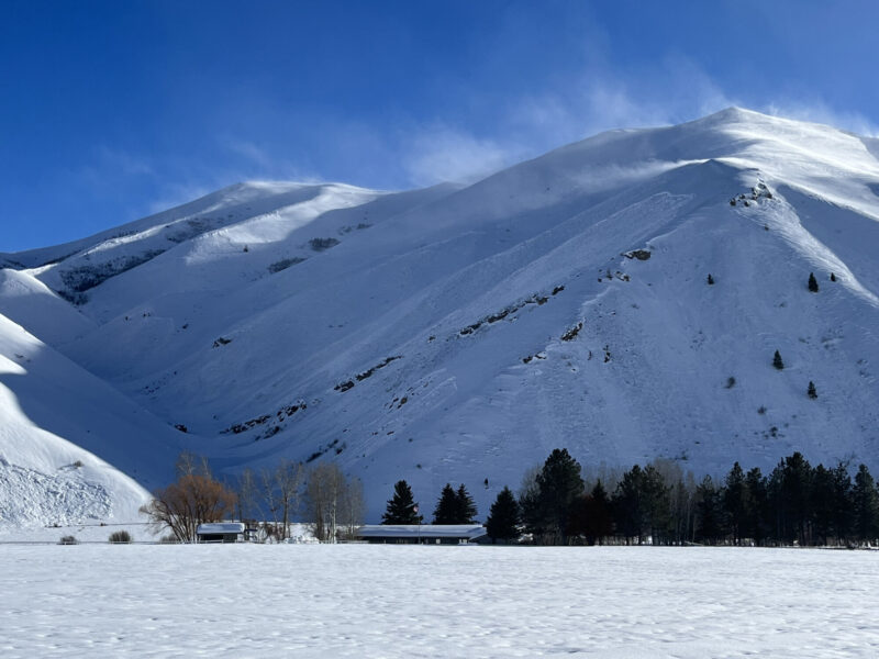 Widespread natural avalanches at the mouth of Muldoon canyon, Bellevue. Avalanche activity in this location was focused on NW-N-NE-E aspects between 7,200'-5,800'.