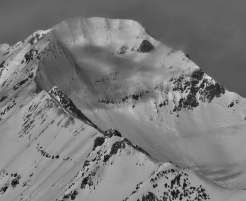 (3/11/23) A very large avalanche failed on the south face of Kent Peak.