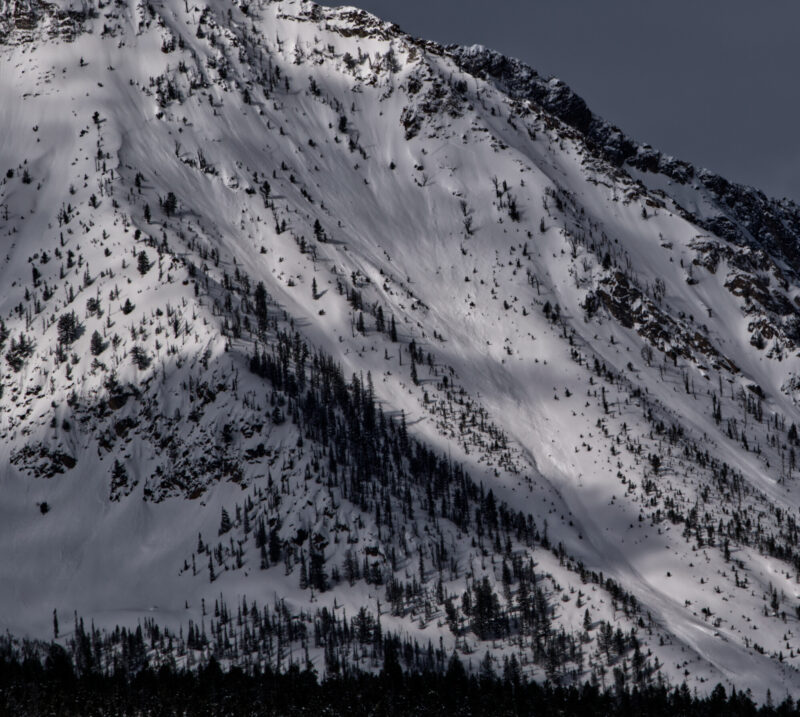 (3/12/23) A very large avalanche occurred on a E-NE slope around 9200' above Meadow Creek in the Sawtooth mountains. 