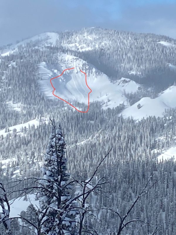 (3/5/23) A group of skiers watched this avalanche release on Sunday, while they were over on Mushroom Ridge. 