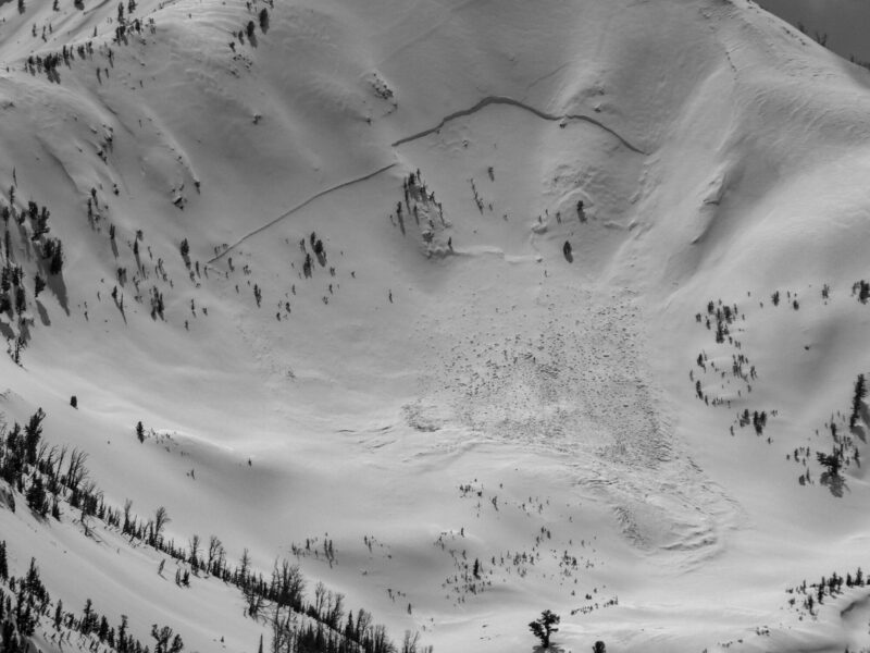 This very large avalanche released on Eureka Pk in the Sawtooths. N aspect at 9,500'. 