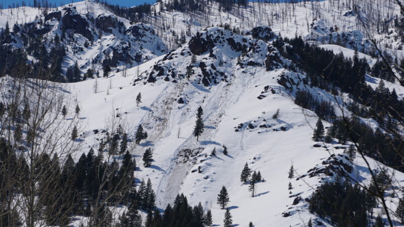Natural wet loose avalanches near Griffin Butte north of Ketchum.  E-SE aspects near 7000'. 